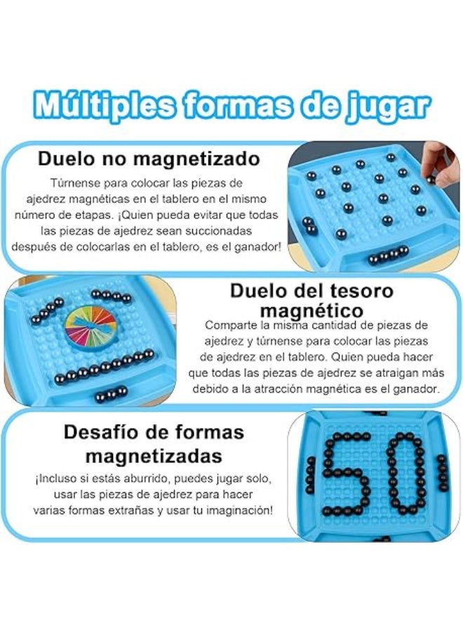 لعبة شطرنج مغناطيسية - 4 لاعبين، للأعمار من 6 سنوات فما فوق، استراتيجية، بطابع الشطرنج، أحجار مغناطيسية، متعددة اللاعبين، سهلة التخزين - Image 5